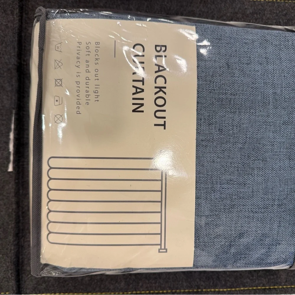 NEW Wade Logan Birglinde 100% Blackout Curtains 50×96 – Stone Blue (Set of 2)